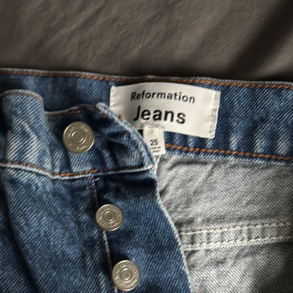 Reformation High Rise Blue Jeans Timeless Fit - Picture 2 of 6